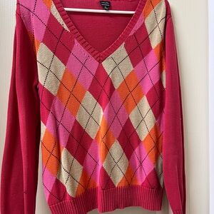 V-Neck Argyle Sweater